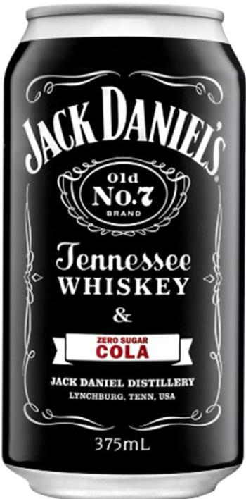 Jack Daniels Tennessee Whiskey & Zero Sugar Cola 375ml