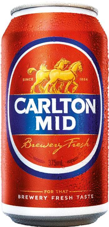 Carlton Draught Mid Strength Can 30 Pack 375ml