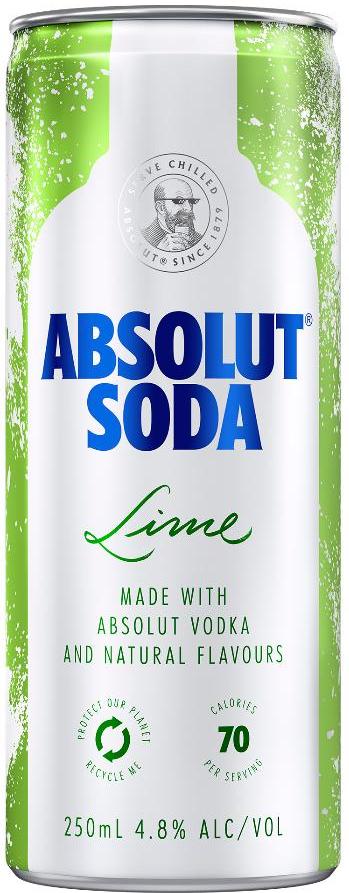 Absolut Lime And Soda 250ml