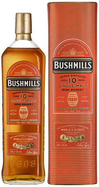 Bushmills 10 Year Old Sherry Cask Finish Irish Whiskey 1L