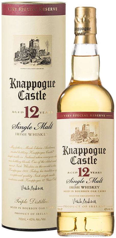 Knappogue Castle 12 Year Old Single Malt Irish Whiskey 700ml