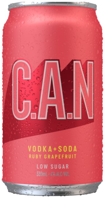 C.A.N Vodka + Soda Ruby Grapefruit 330ml