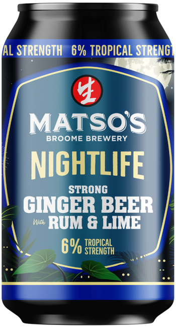 Matso's Broome Brewery Nightlife Strong Ginger Beer with Rum & Lime Cans 330ml