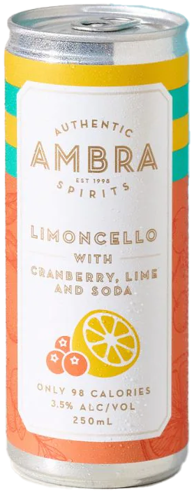 Ambra Limoncello With Cranberry, Lime And Soda 250ml