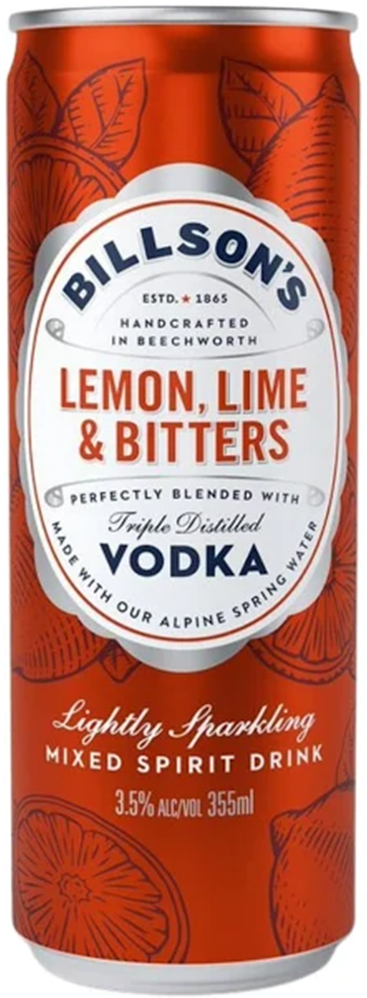 Billson's Vodka With Lemon Lime & Bitters 355ml